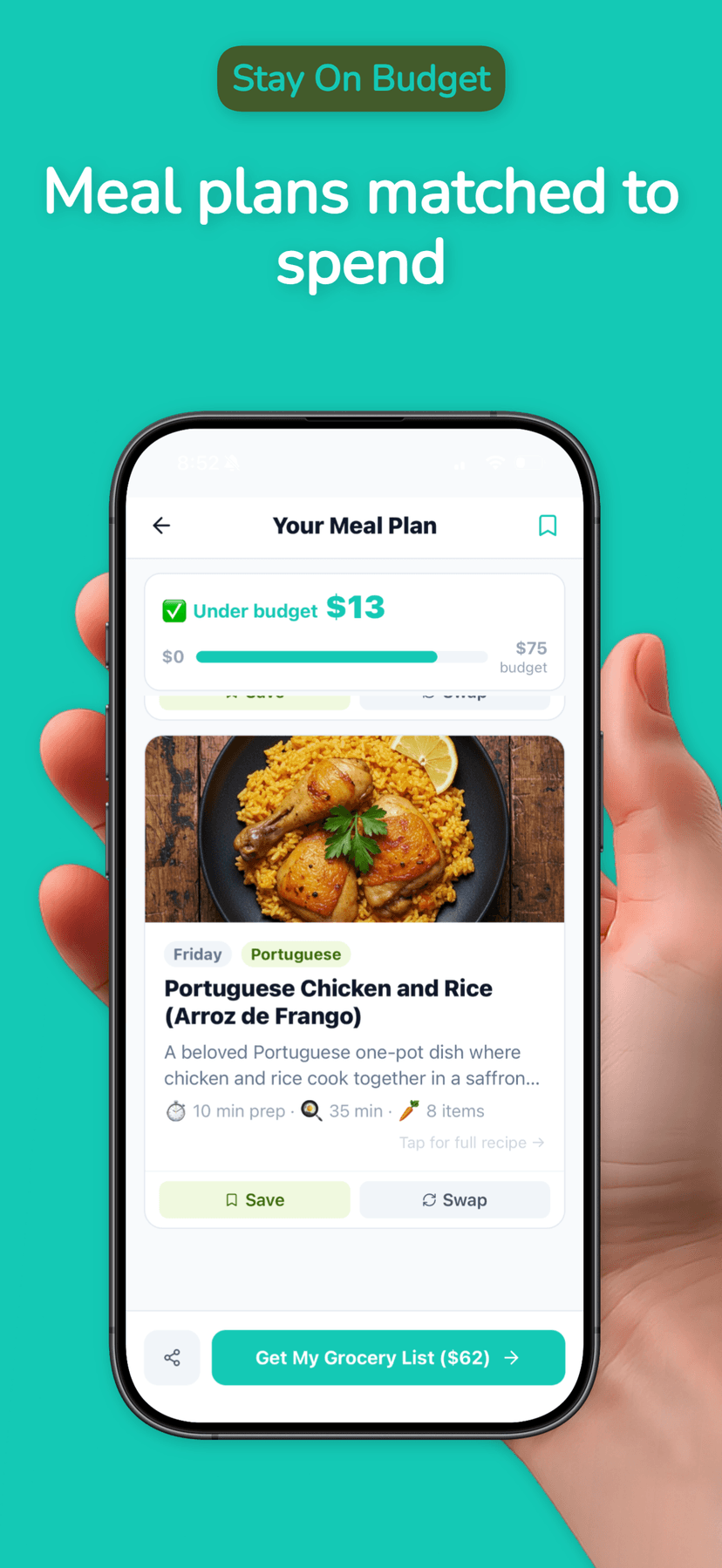 Meal plans matched to spend